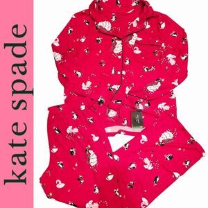 Kate Spade New York Red Navi L/S Button Up Pajama Set